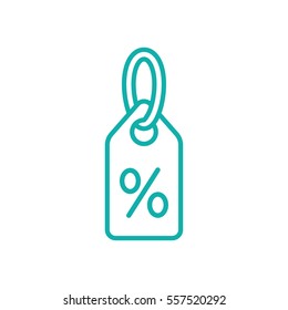 price tag sale percent sign label line blue icon on white background