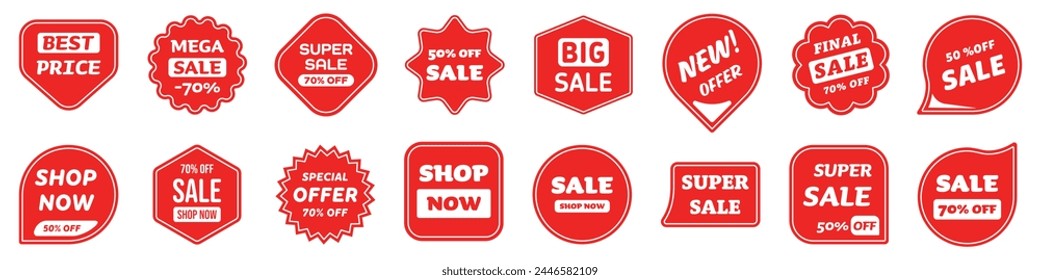 Price tag. Sale sticker set. Flat style. Vector illustration.