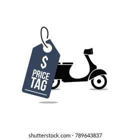 Price Tag Scooter Vector Template Design