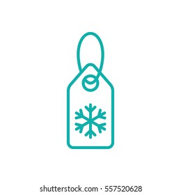 price tag season winter sale label  with snowflake line blue icon on white background