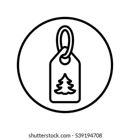 price tag season xmas christmas winter sale label with fir tree line black icon in circle on white background