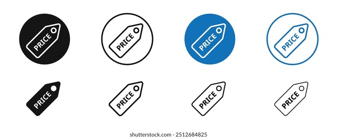 Price tag in set in black and blue color