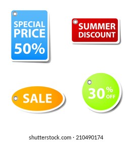 Price tag set colorful object on white background for text and message modern artwork design , vector