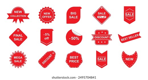 Price tag set. Label and sale discount emblem. Vector badges illustration.