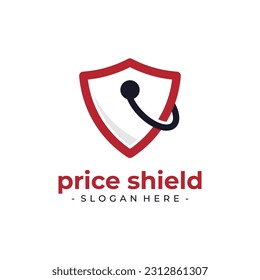 Price tag shield logo template design vector