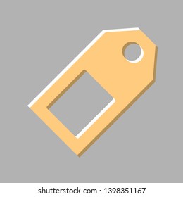 Price tag sign. Emboss effect with light orange icon on gray background.
