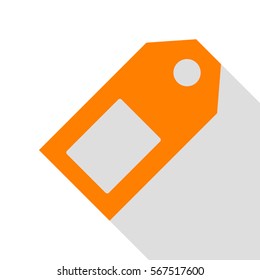 Price tag sign. Orange icon with flat style shadow path.