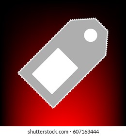Price tag sign. Postage stamp or old photo style on red-black gradient background.