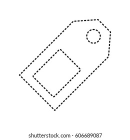 Price tag sign. Vector. Black dashed icon on white background. Isolated.