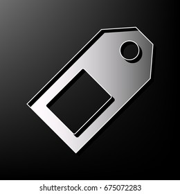 Price tag sign. Vector. Gray 3d printed icon on black background.