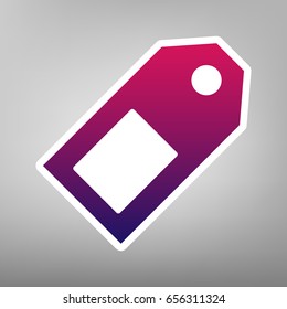 Price tag sign. Vector. Purple gradient icon on white paper at gray background.