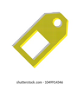 Price tag sign. Vector. Yellow icon with square pattern duplicate at white background. Isolated.