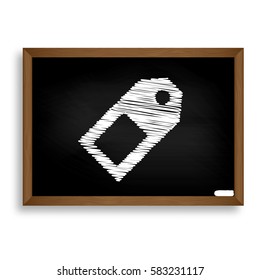 Price tag sign. White chalk icon on black school board with shad