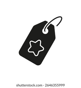Marca De Preço Com Símbolo De Estrela Ícone Sólido. Produto Premium, Oferta Exclusiva E Símbolo De Silhueta De Promoção Especial. Conceito De Marketing De Varejo. Ilustração de vetor isolada.