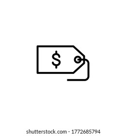 Price tag vector icon  in black line style icon, style isolated on white background