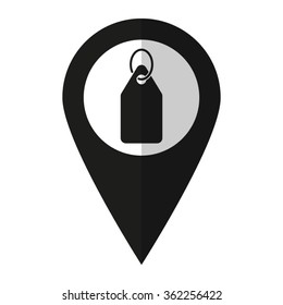 Price tag - vector icon;  black map pointer