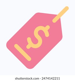 Price Tag Vector Icon, Flat Style Isolated Vector Icon.