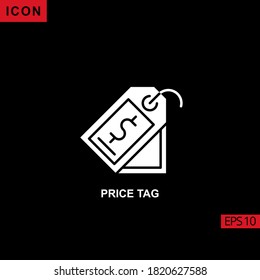 Price tag vector icon on black background. Illustration flat icon for graphic, print media interfaces and web design.
