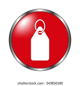 Price tag - vector icon on the  red button