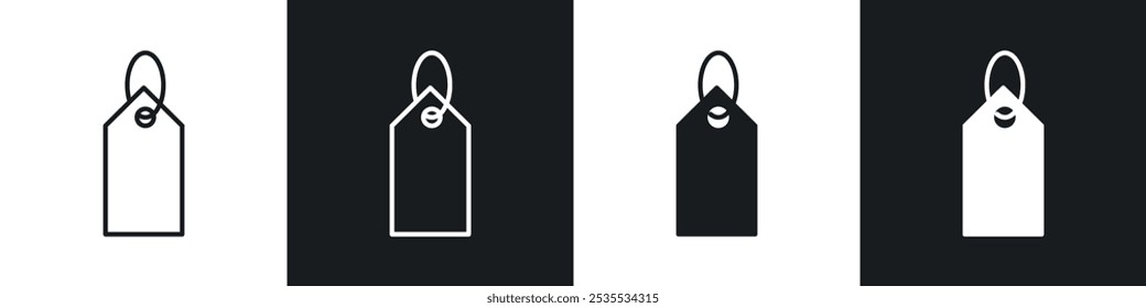 Price tag vector icon set in black and white. EPS 10 illustration