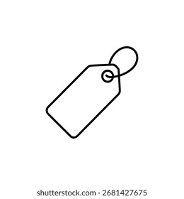 Price tag vector icon showing a line art design isolated on a white background. The design showcases simple and modern style suitable for various designs.