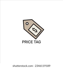 PRICE TAG vector icon .Special offer or shopping discount label. Retail paper sticker. Promotional sale badge with dollar sign. Vector illustration.