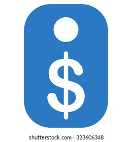 Price Tag vector icon. Style is flat symbol, smooth blue color, rounded angles, white background.