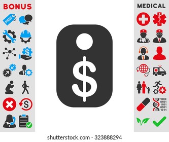 Price Tag vector icon. Style is bicolor flat symbol, blue and gray colors, rounded angles, white background.
