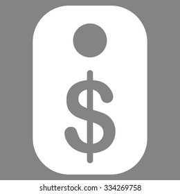 Price Tag vector icon. Style is flat symbol, white color, rounded angles, gray background.