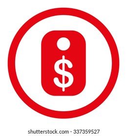 Price Tag vector icon. Style is flat rounded symbol, red color, rounded angles, white background.