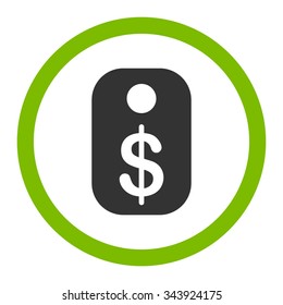 Price Tag vector icon. Style is bicolor flat rounded symbol, eco green and gray colors, rounded angles, white background.