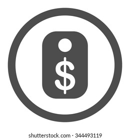 Price Tag vector icon. Style is flat rounded symbol, gray color, rounded angles, white background.