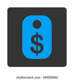 Price Tag vector icon. Style is flat rounded square button, blue and gray colors, white background.