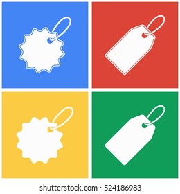 Price tag vector icons set. White illustration isolated for graphic and web design.