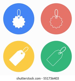 Price tag vector icons set. White illustration isolated for graphic and web design.