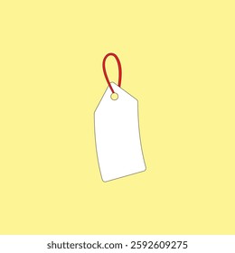 Price tag vector illustration on yellow background. Discount, sale