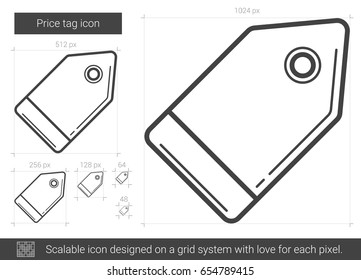Price tag vector line icon isolated on white background. Price tag line icon for infographic, website or app. Scalable icon designed on a grid system.