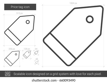 Price tag vector line icon isolated on white background. Price tag line icon for infographic, website or app. Scalable icon designed on a grid system.