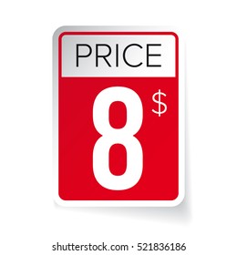 Price Tag vector sticker - Eight usd
