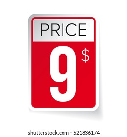 Price Tag vector sticker - Nine usd