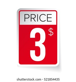 Price Tag vector sticker - Three usd