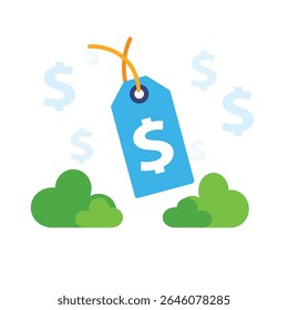 a price tag, which is a small ticket or label attached to a product or item for sale, indicating its cost or price.