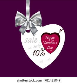 Price tag is white. Heart with the inscription "discount".