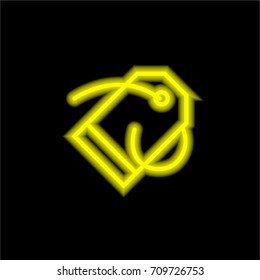 Price tag yellow glowing neon ui ux icon. Glowing sign logo vector