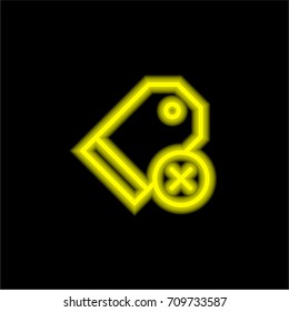 Price tag yellow glowing neon ui ux icon. Glowing sign logo vector
