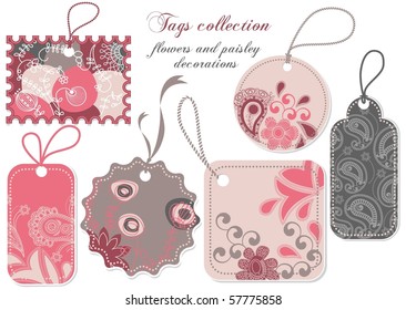 Price tags collection in pink and grey