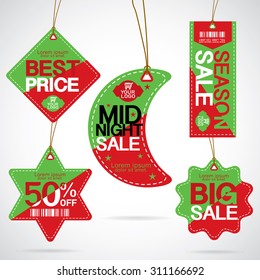 Price tags design with best discount offers, special price, Christmas Template background, Vector EPS10.Vector EPS10.