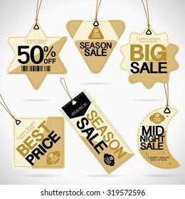 Price tags design with best discount offers, special price, Template background, Black and gold color, Vector EPS10.Vector EPS10. 