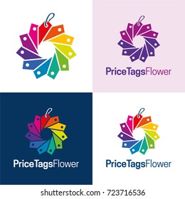 Price Tags Flower Icon and Logo - Vector Illustration