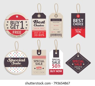 Price tags label design set. Vector illustration.